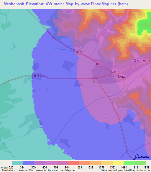 Meshabash,Azerbaijan Elevation Map