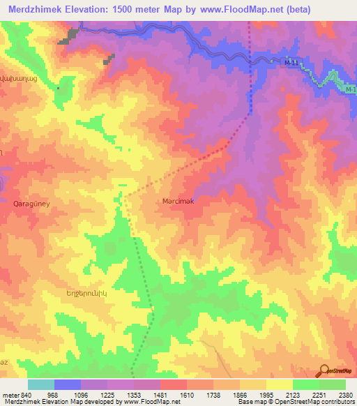 Merdzhimek,Azerbaijan Elevation Map