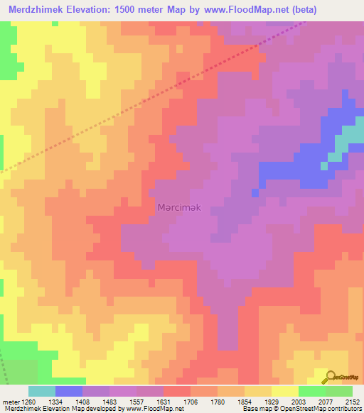 Merdzhimek,Azerbaijan Elevation Map