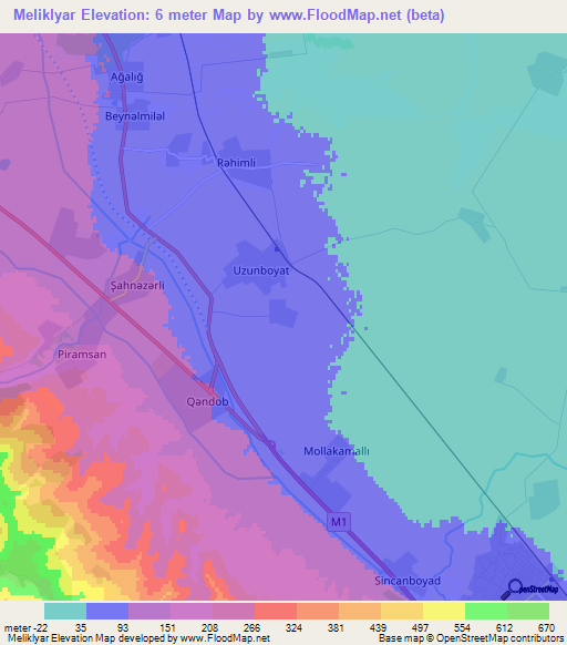 Meliklyar,Azerbaijan Elevation Map