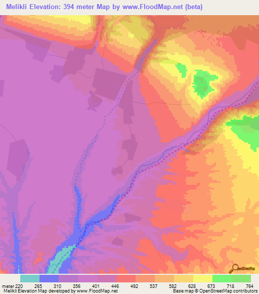 Melikli,Azerbaijan Elevation Map