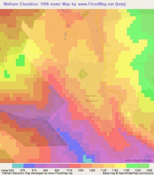 Malham,Azerbaijan Elevation Map