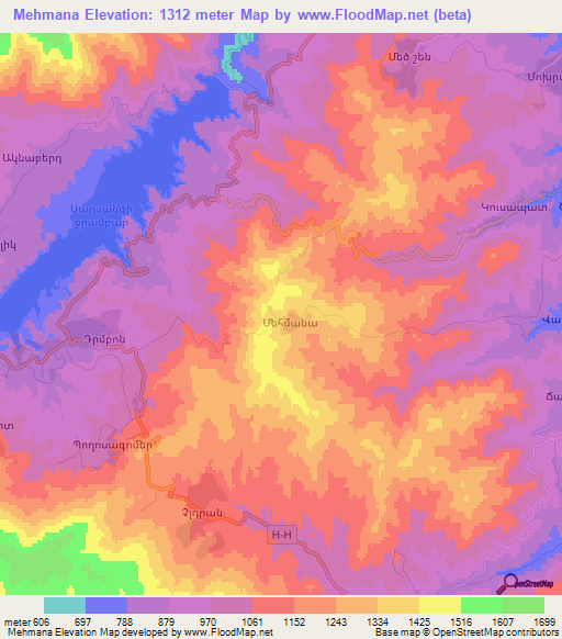 Mehmana,Azerbaijan Elevation Map