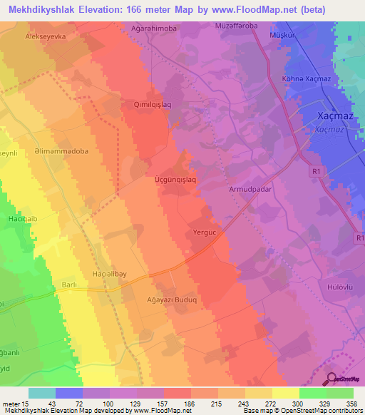 Mekhdikyshlak,Azerbaijan Elevation Map