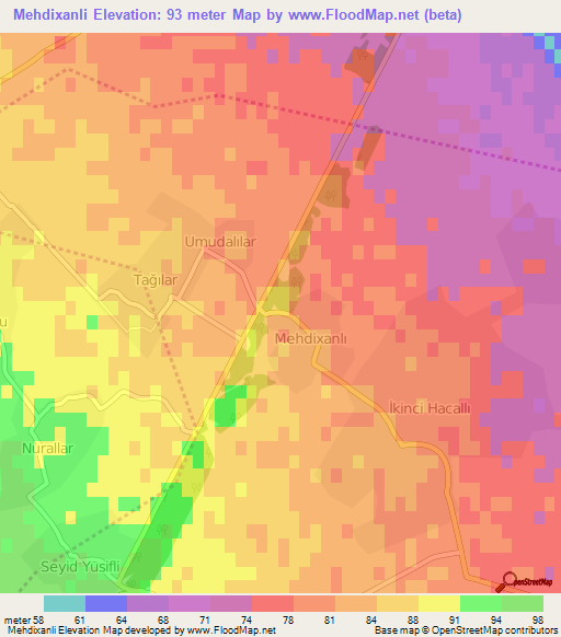 Mehdixanli,Azerbaijan Elevation Map