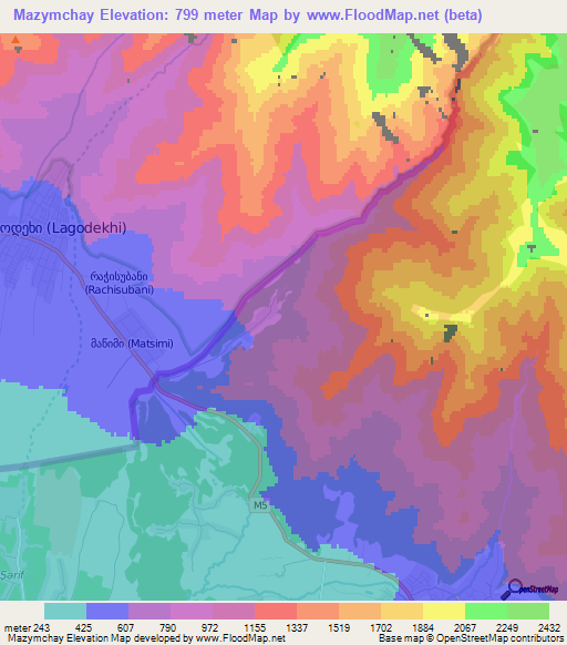 Mazymchay,Azerbaijan Elevation Map