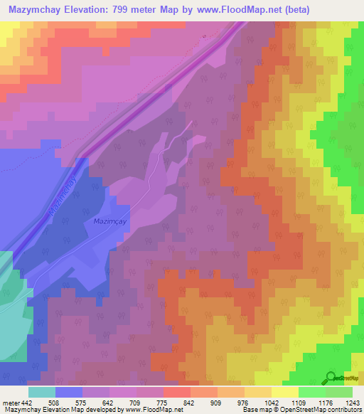 Mazymchay,Azerbaijan Elevation Map