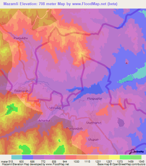 Mazamli,Azerbaijan Elevation Map