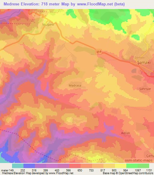 Medrese,Azerbaijan Elevation Map