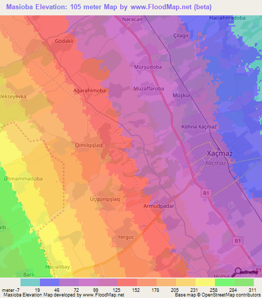 Masioba,Azerbaijan Elevation Map