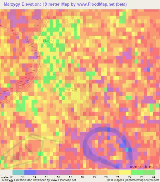 Marzygy,Azerbaijan Elevation Map