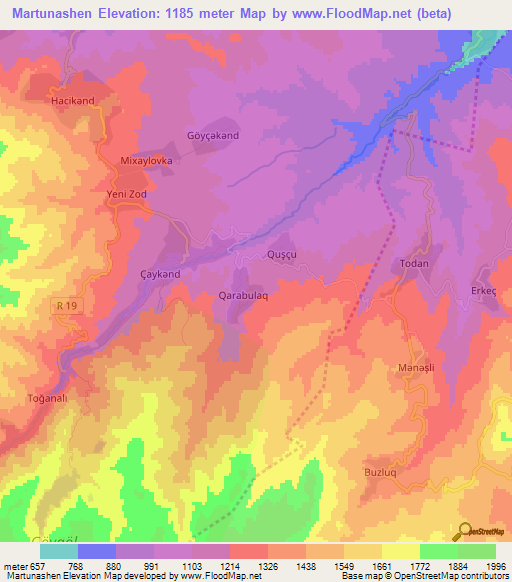Martunashen,Azerbaijan Elevation Map