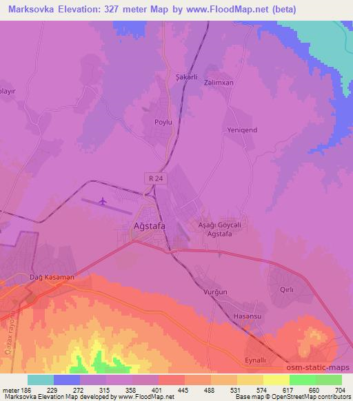 Marksovka,Azerbaijan Elevation Map
