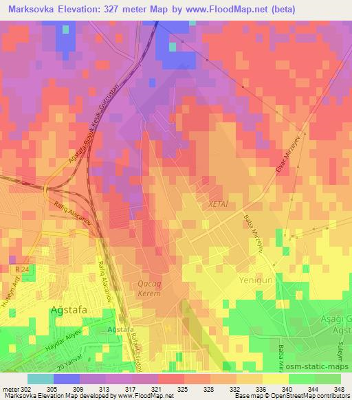 Marksovka,Azerbaijan Elevation Map