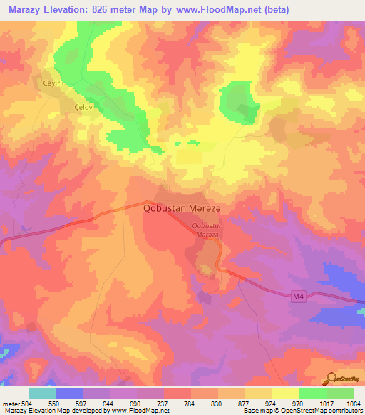 Marazy,Azerbaijan Elevation Map