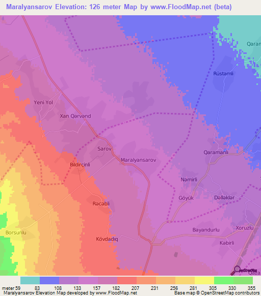 Maralyansarov,Azerbaijan Elevation Map