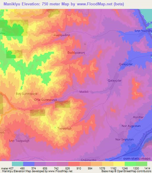 Maniklyu,Azerbaijan Elevation Map