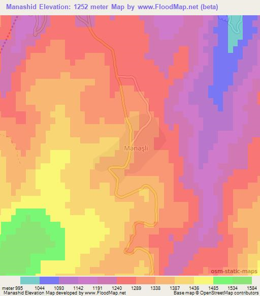 Manashid,Azerbaijan Elevation Map
