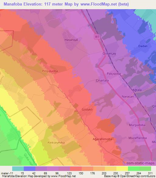 Manafoba,Azerbaijan Elevation Map