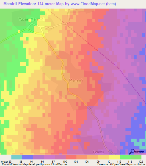 Mamirli,Azerbaijan Elevation Map