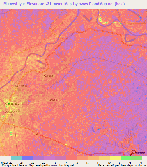 Mamyshlyar,Azerbaijan Elevation Map