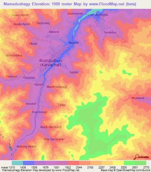 Mamedushagy,Azerbaijan Elevation Map