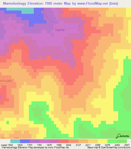 Mamedushagy,Azerbaijan Elevation Map