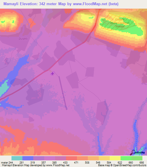Mamayli,Azerbaijan Elevation Map