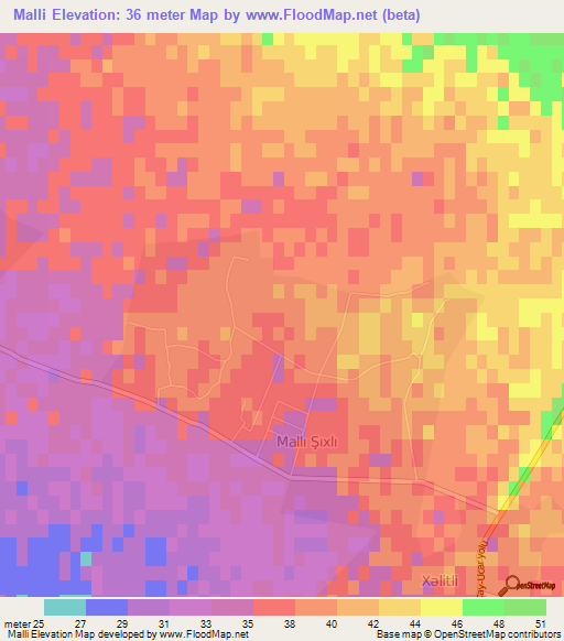 Malli,Azerbaijan Elevation Map