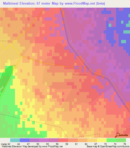 Malbinesi,Azerbaijan Elevation Map