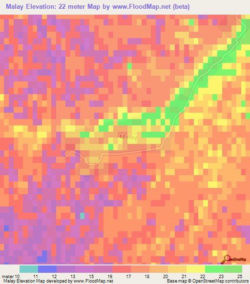 Malay,Azerbaijan Elevation Map