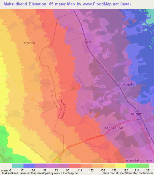 Maksudkend,Azerbaijan Elevation Map