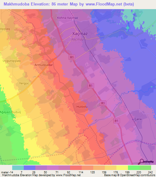 Makhmudoba,Azerbaijan Elevation Map