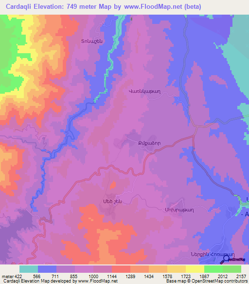 Cardaqli,Azerbaijan Elevation Map