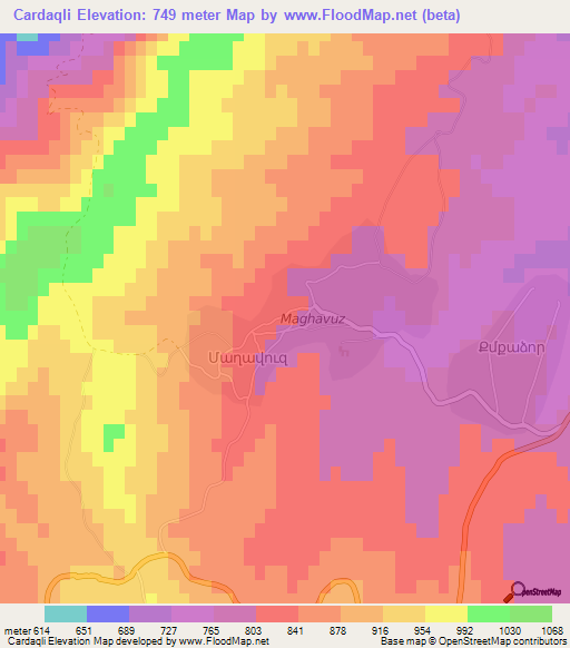 Cardaqli,Azerbaijan Elevation Map