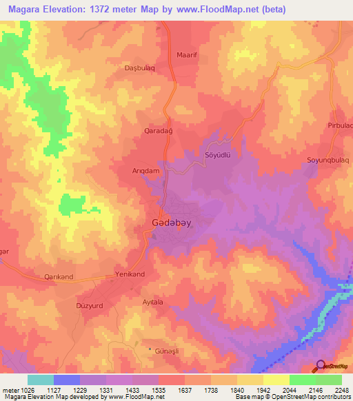 Magara,Azerbaijan Elevation Map