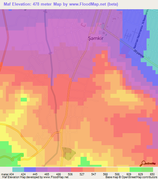 Maf,Azerbaijan Elevation Map