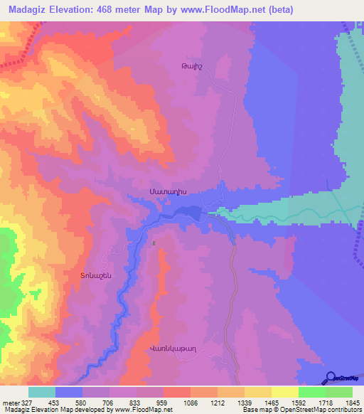 Madagiz,Azerbaijan Elevation Map