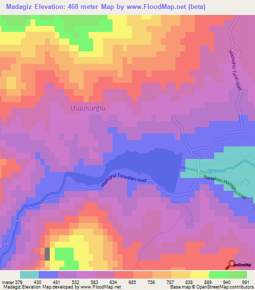 Madagiz,Azerbaijan Elevation Map