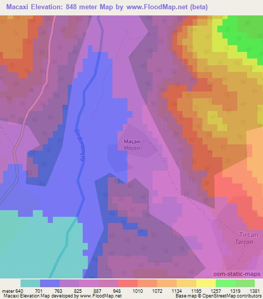 Macaxi,Azerbaijan Elevation Map