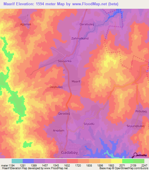 Maarif,Azerbaijan Elevation Map