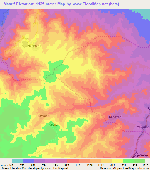 Maarif,Azerbaijan Elevation Map