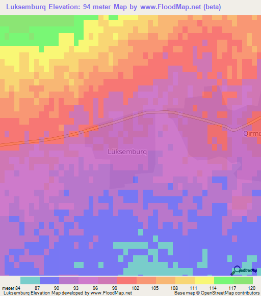 Luksemburq,Azerbaijan Elevation Map
