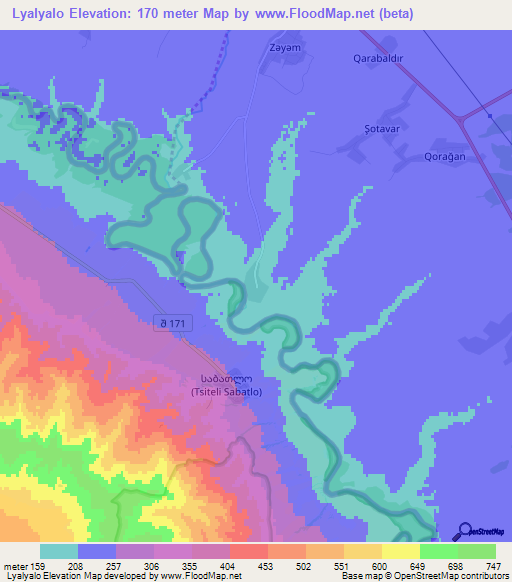 Lyalyalo,Azerbaijan Elevation Map