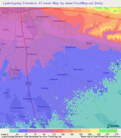 Lyakchyplag,Azerbaijan Elevation Map