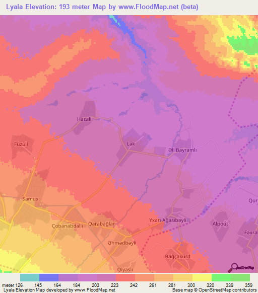 Lyala,Azerbaijan Elevation Map