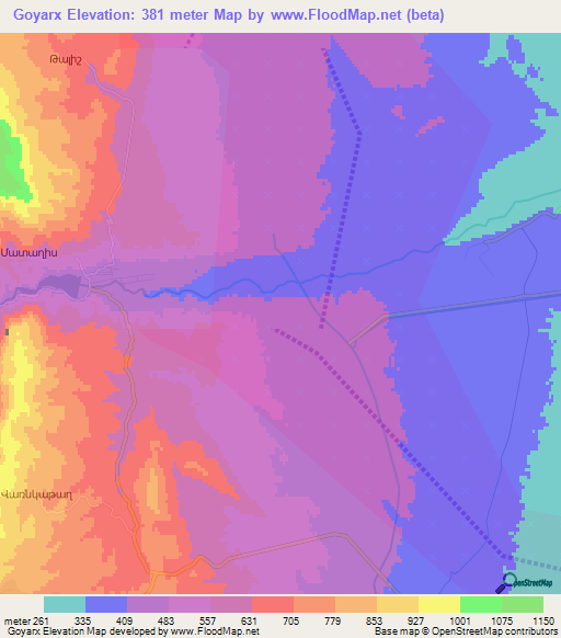 Goyarx,Azerbaijan Elevation Map