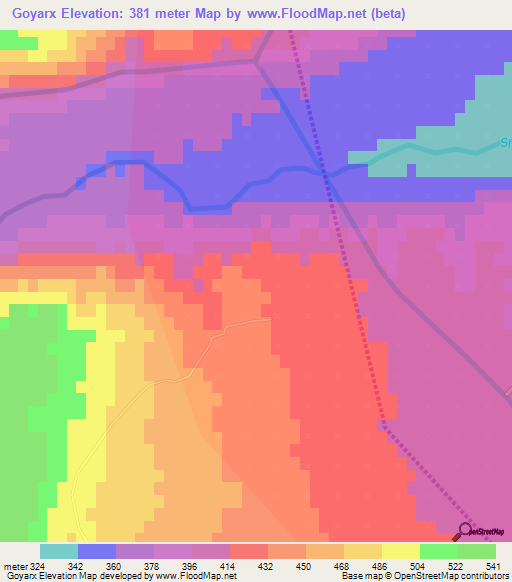 Goyarx,Azerbaijan Elevation Map