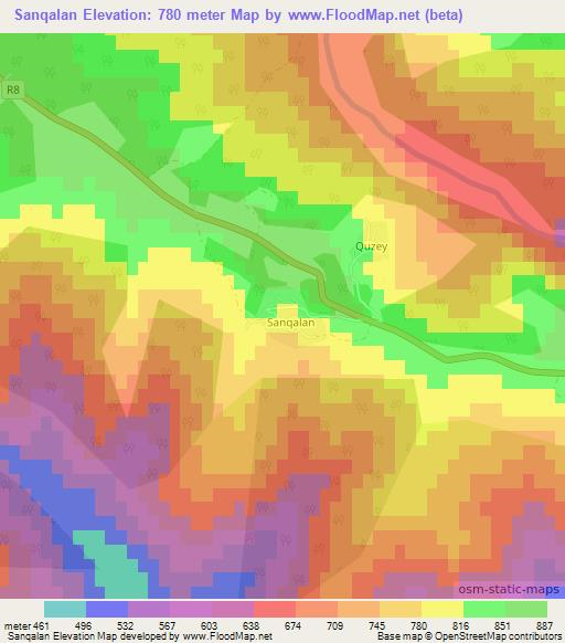 Sanqalan,Azerbaijan Elevation Map