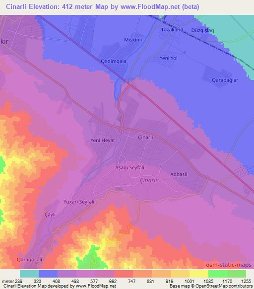 Cinarli,Azerbaijan Elevation Map